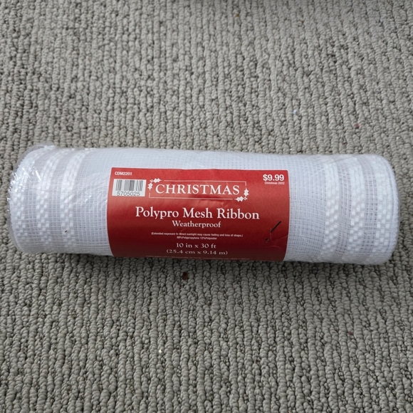 POLYPRO MESH RIBBON - SET OF (4) WHITE W/DECORATIVE DESIGN - Picture 2 of 5